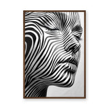 Portrait Modern Abstract Wall Art Print – Black White Striped Face Profile
