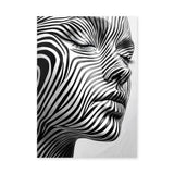 Portrait Modern Abstract Wall Art Print – Black White Striped Face Profile