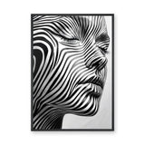 Portrait Modern Abstract Wall Art Print – Black White Striped Face Profile