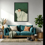 Portrait Modern Minimalist Wall Art Poster – Sleeping Woman in Green
