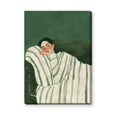 Portrait Modern Minimalist Wall Art Poster – Sleeping Woman in Green