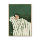 Portrait Modern Minimalist Wall Art Poster – Sleeping Woman in Green