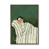 Portrait Modern Minimalist Wall Art Poster – Sleeping Woman in Green
