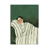 Portrait Modern Minimalist Wall Art Poster – Sleeping Woman in Green