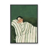 Portrait Modern Minimalist Wall Art Poster – Sleeping Woman in Green