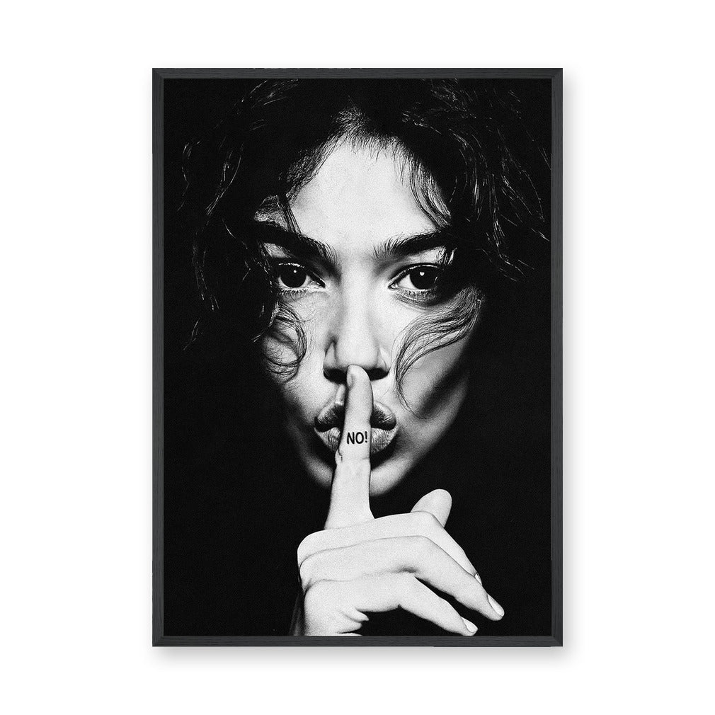 Portrait Modern Wall Decor – Black and White No Silence Woman Print