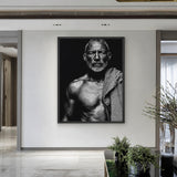 Portrait Photography Modern Minimalist Wall Art Print – Black-and-White Bearded Man
