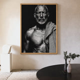 Portrait Photography Modern Minimalist Wall Art Print – Black-and-White Bearded Man