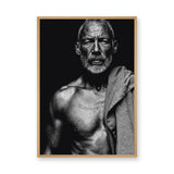 Portrait Photography Modern Minimalist Wall Art Print – Black-and-White Bearded Man