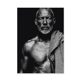 Portrait Photography Modern Minimalist Wall Art Print – Black-and-White Bearded Man