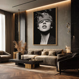 Portrait Photography Modern Wall Art Poster – Black and White Blindfolded Woman