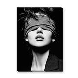 Portrait Photography Modern Wall Art Poster – Black and White Blindfolded Woman