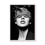 Portrait Photography Modern Wall Art Poster – Black and White Blindfolded Woman