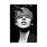 Portrait Photography Modern Wall Art Poster – Black and White Blindfolded Woman