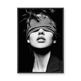 Portrait Photography Modern Wall Art Poster – Black and White Blindfolded Woman