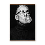 Portrait Photography Modern Wall Art Poster – Black and White Bubble Gum Woman