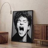 Portrait Photography Modern Wall Art Poster – Black and White Screaming Close-Up
