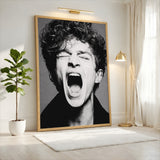 Portrait Photography Modern Wall Art Poster – Black and White Screaming Close-Up