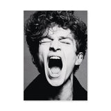 Portrait Photography Modern Wall Art Poster – Black and White Screaming Close-Up