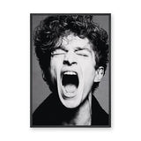 Portrait Photography Modern Wall Art Poster – Black and White Screaming Close-Up
