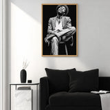 Portrait Photography Modern Wall Art Poster – Black and White Seated Hat Figure