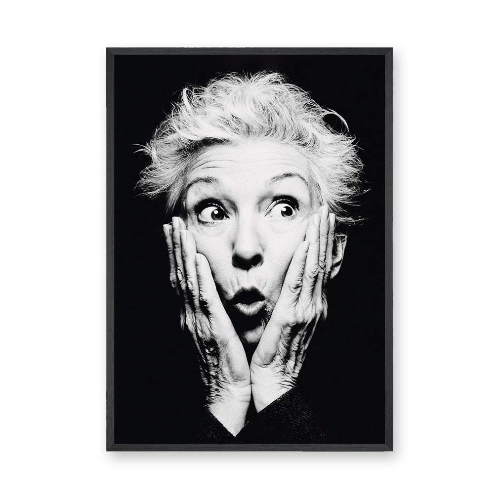 Portrait Photography Modern Wall Art Poster – Black and White Surprised Face