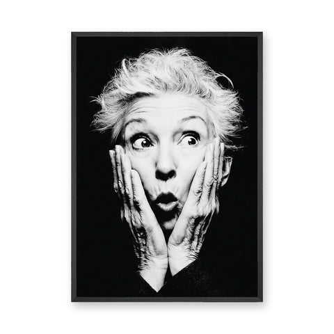 Portrait Photography Modern Wall Art Poster – Black and White Surprised Face