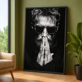 Portrait Photography Modern Wall Decor – Black and White Praying Man