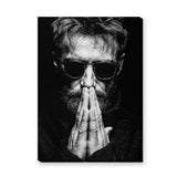 Portrait Photography Modern Wall Decor – Black and White Praying Man