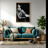 Portrait Photography Vintage Wall Art Poster – Black and White Seated Man