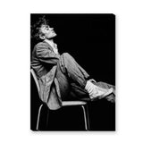 Portrait Photography Vintage Wall Art Poster – Black and White Seated Man