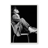 Portrait Photography Vintage Wall Art Poster – Black and White Seated Man