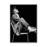 Portrait Photography Vintage Wall Art Poster – Black and White Seated Man