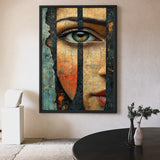Portrait Surreal Abstract Wall Art Poster – Textured Fragmented Eye Close-Up