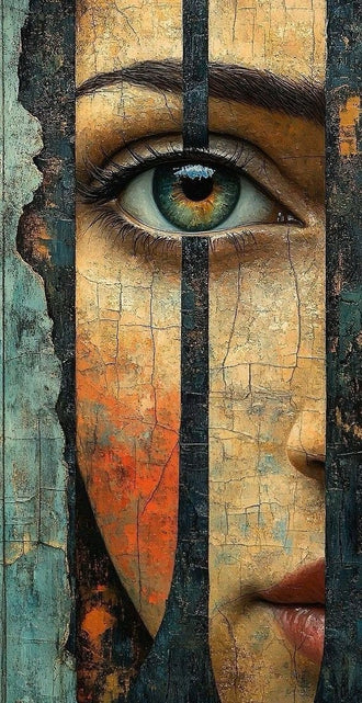 Portrait Surreal Abstract Wall Art Poster – Textured Fragmented Eye Close-Up