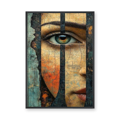Portrait Surreal Abstract Wall Art Poster – Textured Fragmented Eye Close-Up