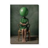 Portrait Surreal Modern Wall Art Print – Green Balloon Head Woman