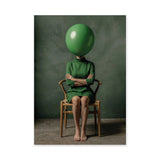 Portrait Surreal Modern Wall Art Print – Green Balloon Head Woman