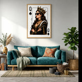 Queen of Spades Portrait Modern Pop Art Wall Art Print – Crowned Card Queen