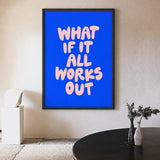 Quote Typography Wall Decor – Pink Bubble Letter Motivation on Blue