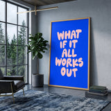 Quote Typography Wall Decor – Pink Bubble Letter Motivation on Blue