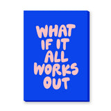 Quote Typography Wall Decor – Pink Bubble Letter Motivation on Blue
