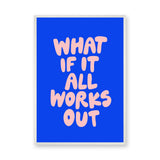 Quote Typography Wall Decor – Pink Bubble Letter Motivation on Blue