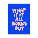 Quote Typography Wall Decor – Pink Bubble Letter Motivation on Blue