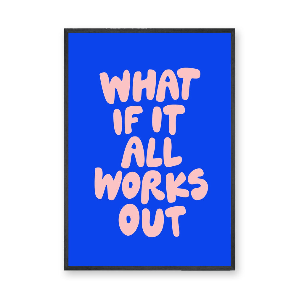 Quote Typography Wall Decor – Pink Bubble Letter Motivation on Blue