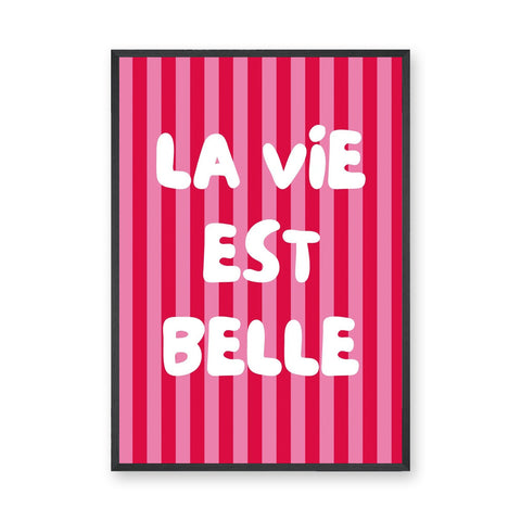 Quote Typography Wall Decor – Pink French Saying in Retro Pop Style