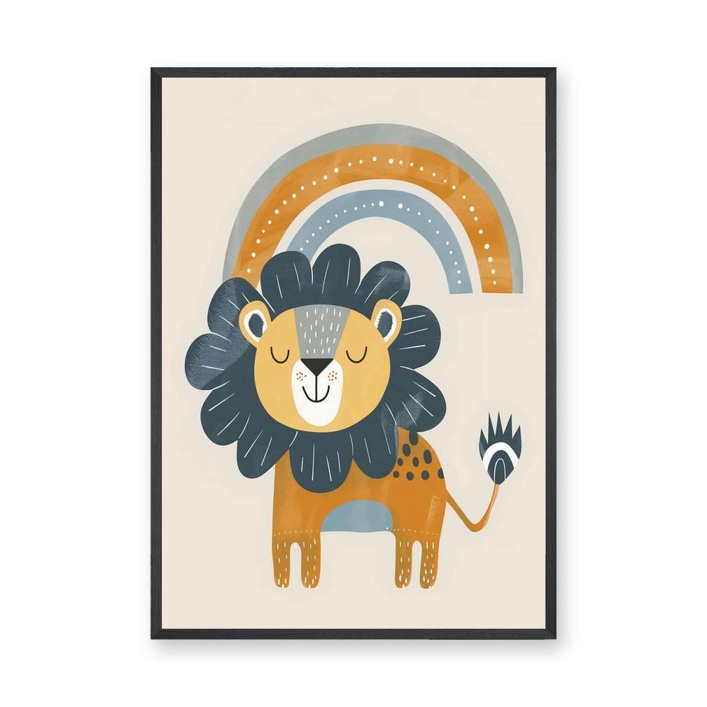 Rainbow Lion Kids Nursery Wall Art Print – Cute Boho Animal Print