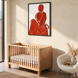 Red Abstract Figure Minimalist Line Art Wall Decor – Seated Red Figure
