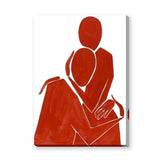 Red Abstract Figure Minimalist Line Art Wall Decor – Seated Red Figure