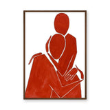 Red Abstract Figure Minimalist Line Art Wall Decor – Seated Red Figure
